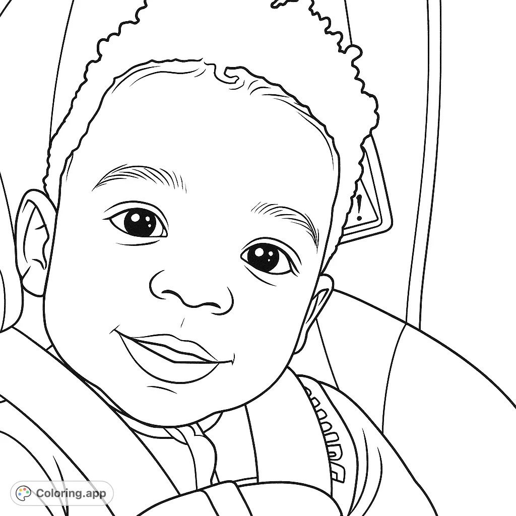 An adorable baby portrait, perfect for a heartwarming coloring experience. Capture the innocence and joy of childhood with this charming design.