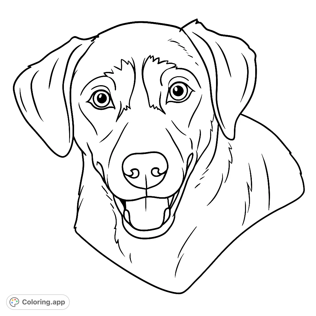 A delightful close-up of a happy dog's face, perfect for bringing to life with your favorite colors. This charming canine companion awaits your artistic touch.