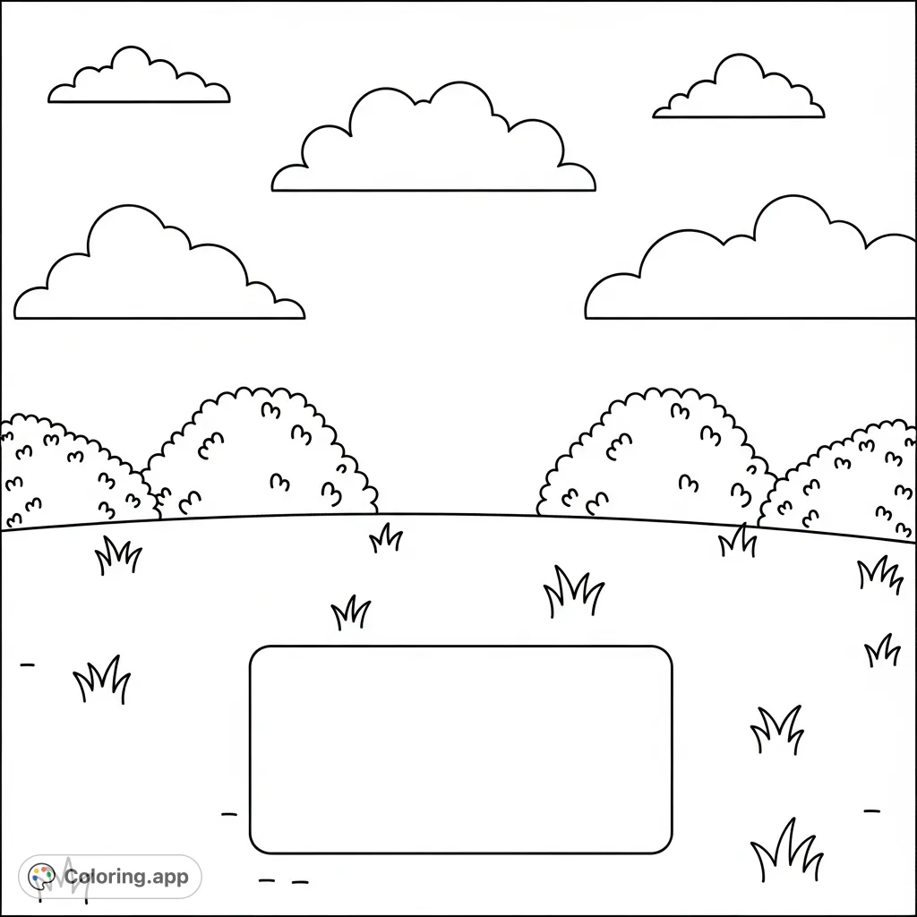Empty Field Colouring Cozy Kawaii Peaceful Field - Coloring.app