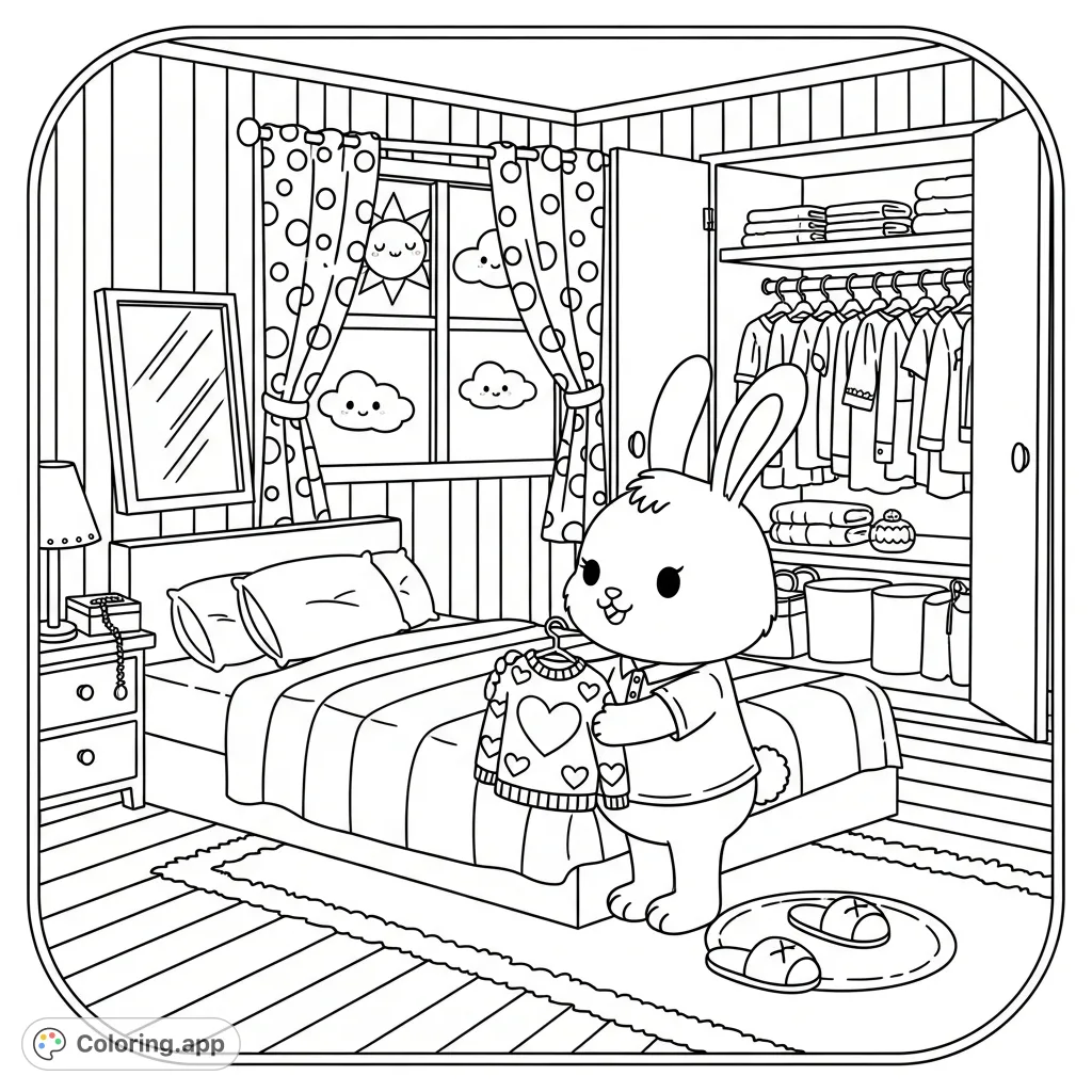 Kawaii Bunny Morning Routine - Coloring.app