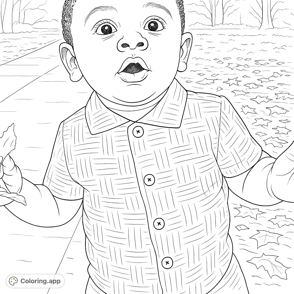 A sweet toddler with a curious expression, exploring outdoors in a textured shirt. Perfect for young artists and family fun.