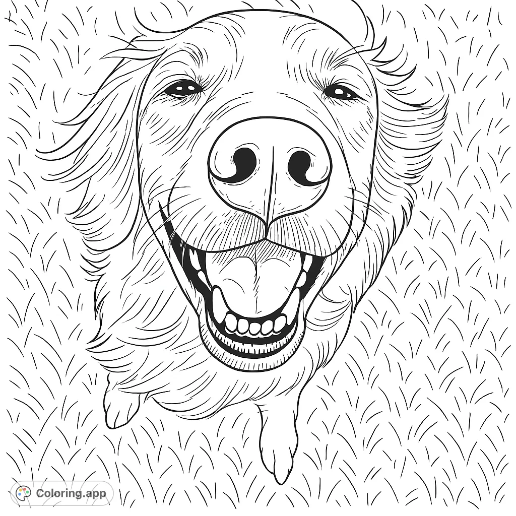 A delightful Golden Retriever coloring page, perfect for animal lovers. Capture the joyful expression of this furry friend with your favorite colors!