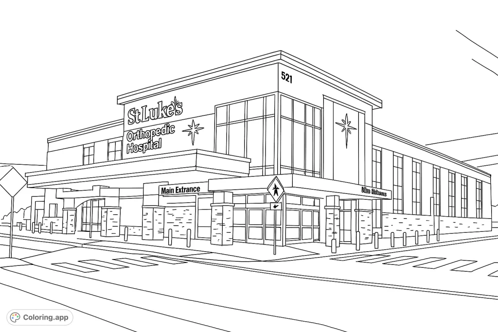 Modern Orthopedic Hospital Building - Coloring.app