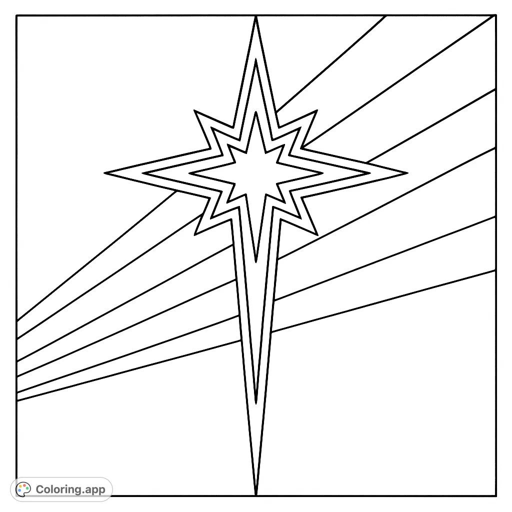 A striking starburst design featuring a central, multi-pointed star set against a background of dynamic diagonal bands, offering a captivating coloring experience.