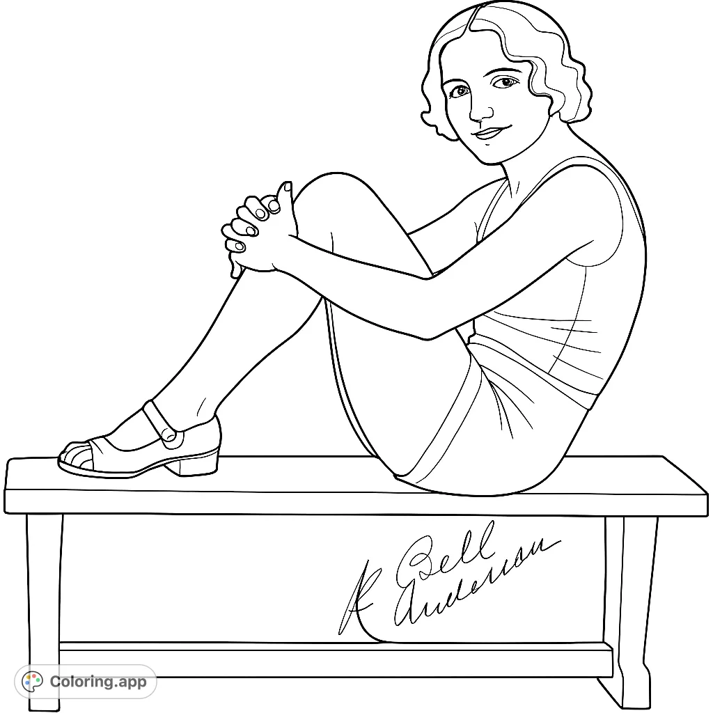 A captivating vintage-style portrait of a woman seated on a bench, perfect for exploring shading and form in a classic pose.
