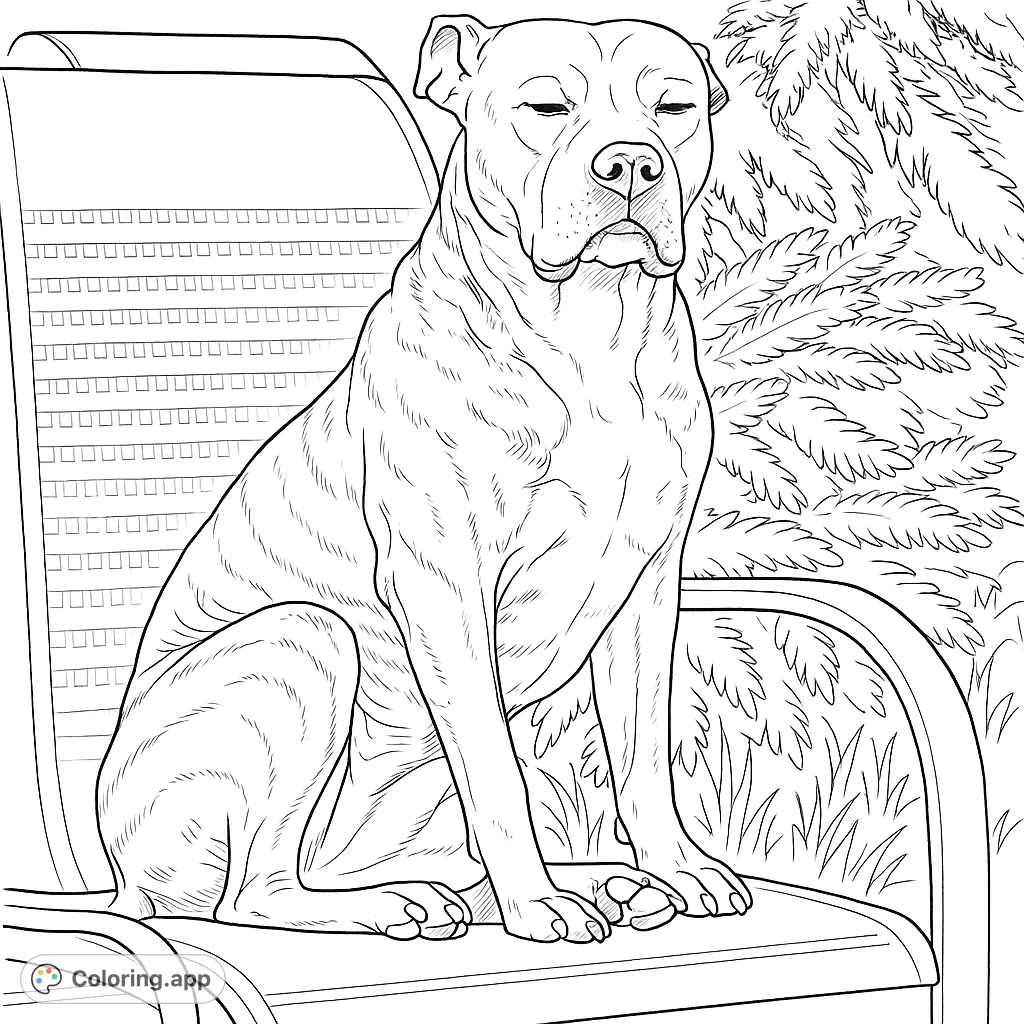Brindle Dog on Chair - Coloring.app