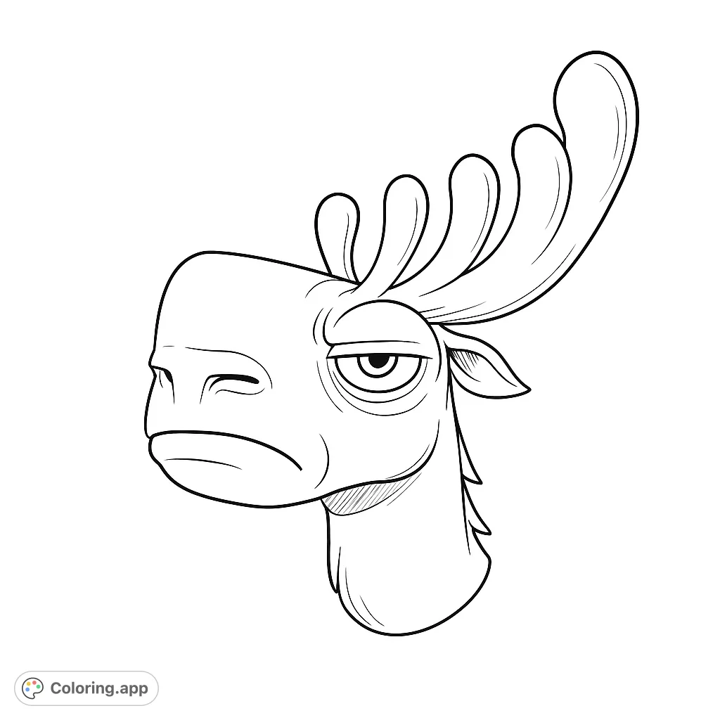 Unleash your creativity with this fantastical creature head coloring page. Features a unique crest and expressive face, perfect for imaginative colorists.