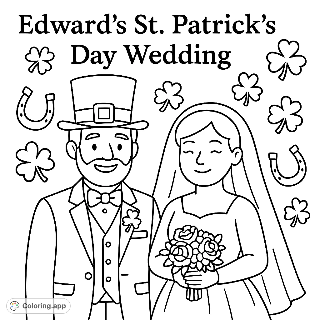 Celebrate Edward's St. Patrick's Day Wedding with this unique coloring page. Personalize the text with festive hues and creative patterns.