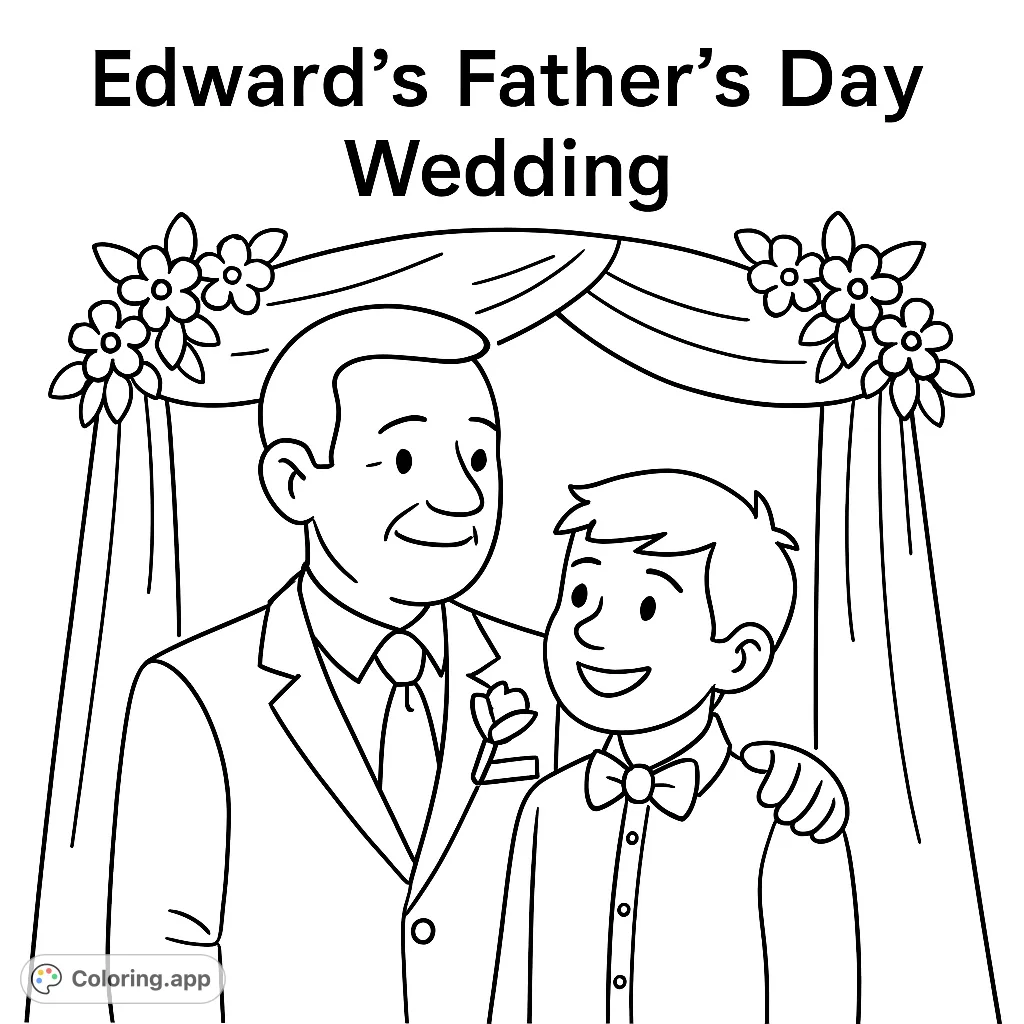 A unique coloring page featuring the text 'Edward's Father's Day Wedding'. Perfect for personalizing a special occasion with creative colors.