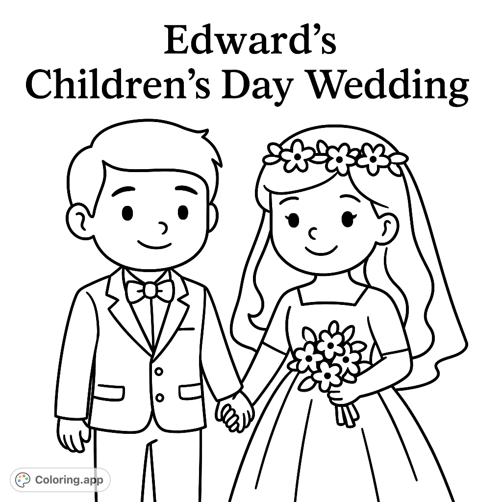A unique coloring page featuring the text 'Edward's Children's Day Wedding'. Perfect for personalizing a special event or celebration with your own creative touch.