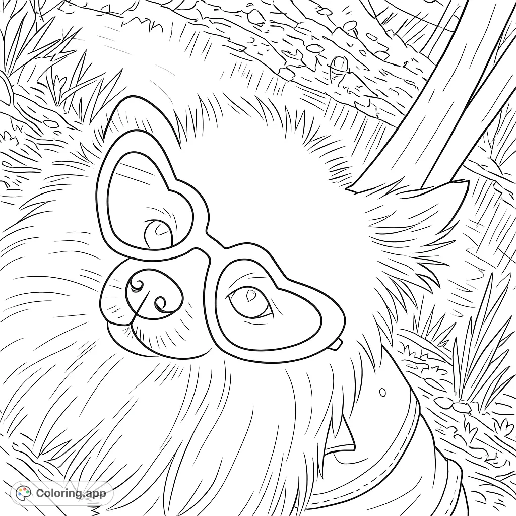 A super cool fluffy dog sporting stylish heart-shaped sunglasses and a denim jacket, ready for a fun day out. Perfect for pet lovers!