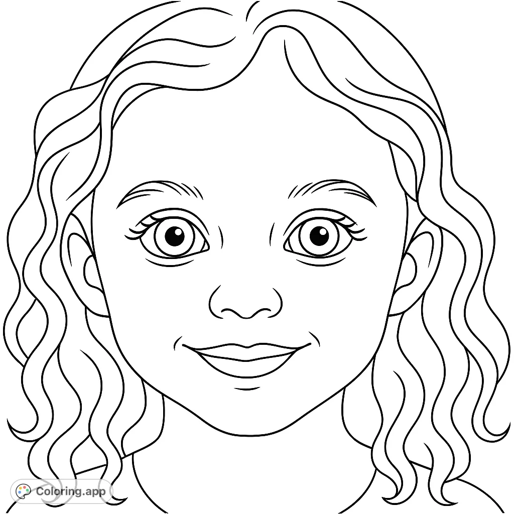 Capture the innocence of a smiling girl's face. This free printable girl's face coloring page offers simple lines for a delightful coloring experience.