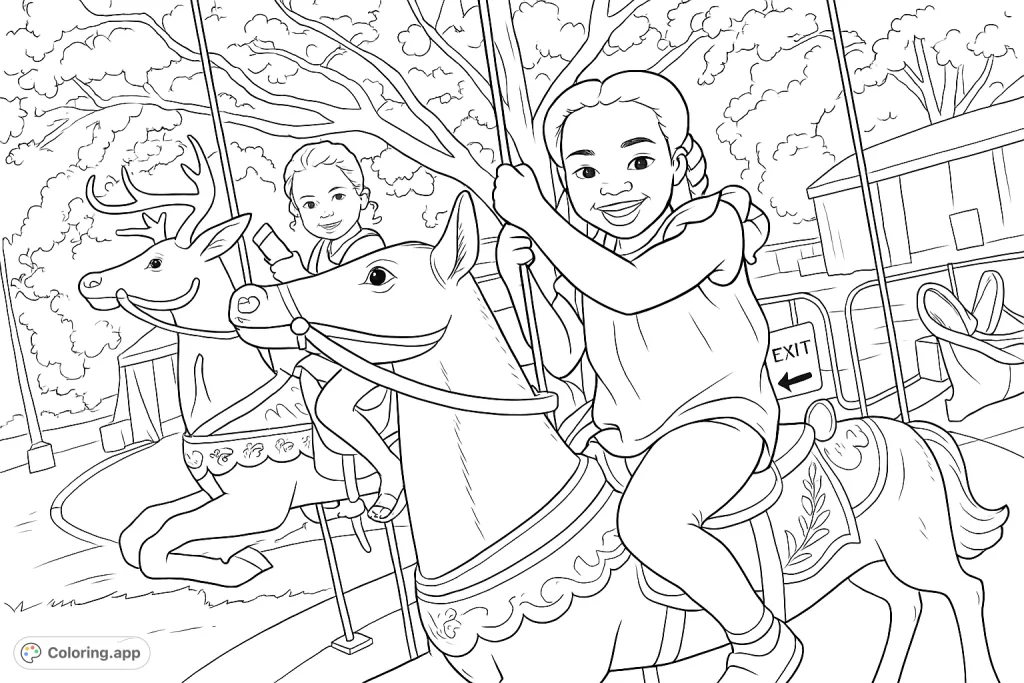 Fun Rides Coloring Pages Carousel Ride Fun - Coloring.app