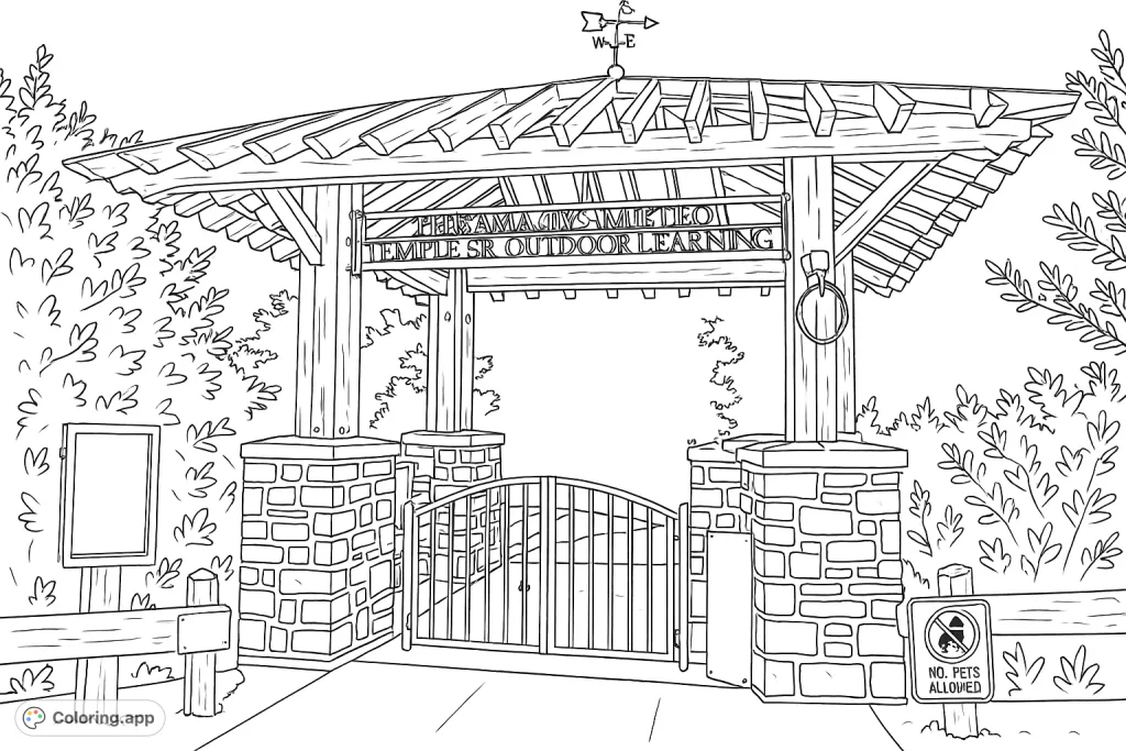 Open Gate Coloring Page open-gate-coloring-page