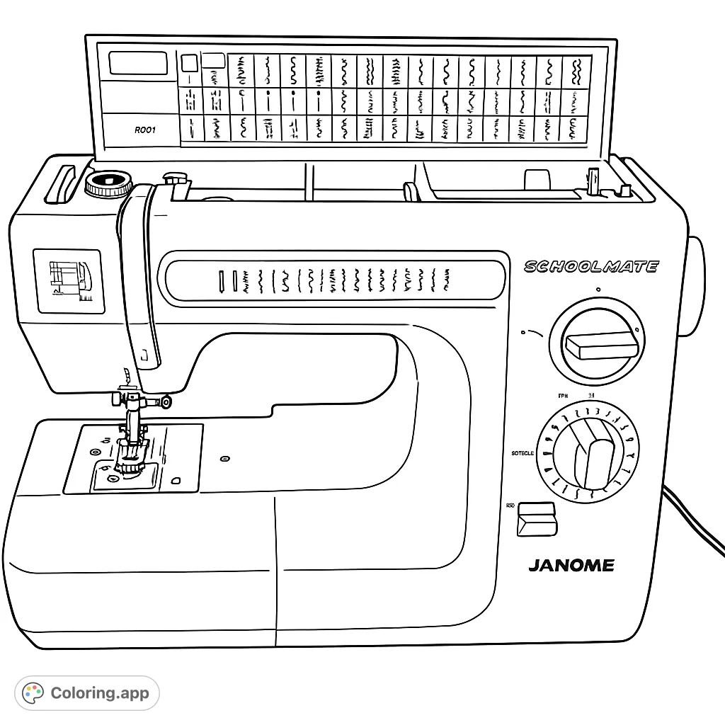 Detailed modern sewing machine with an open stitch guide, perfect for craft enthusiasts and aspiring designers. Explore the world of textiles.