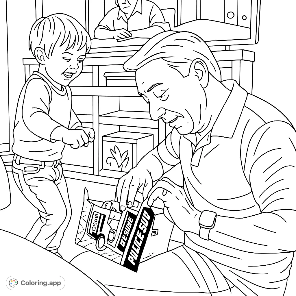 A heartwarming scene of a child eagerly watching an adult unbox a toy, capturing the joy of discovery and shared family moments.