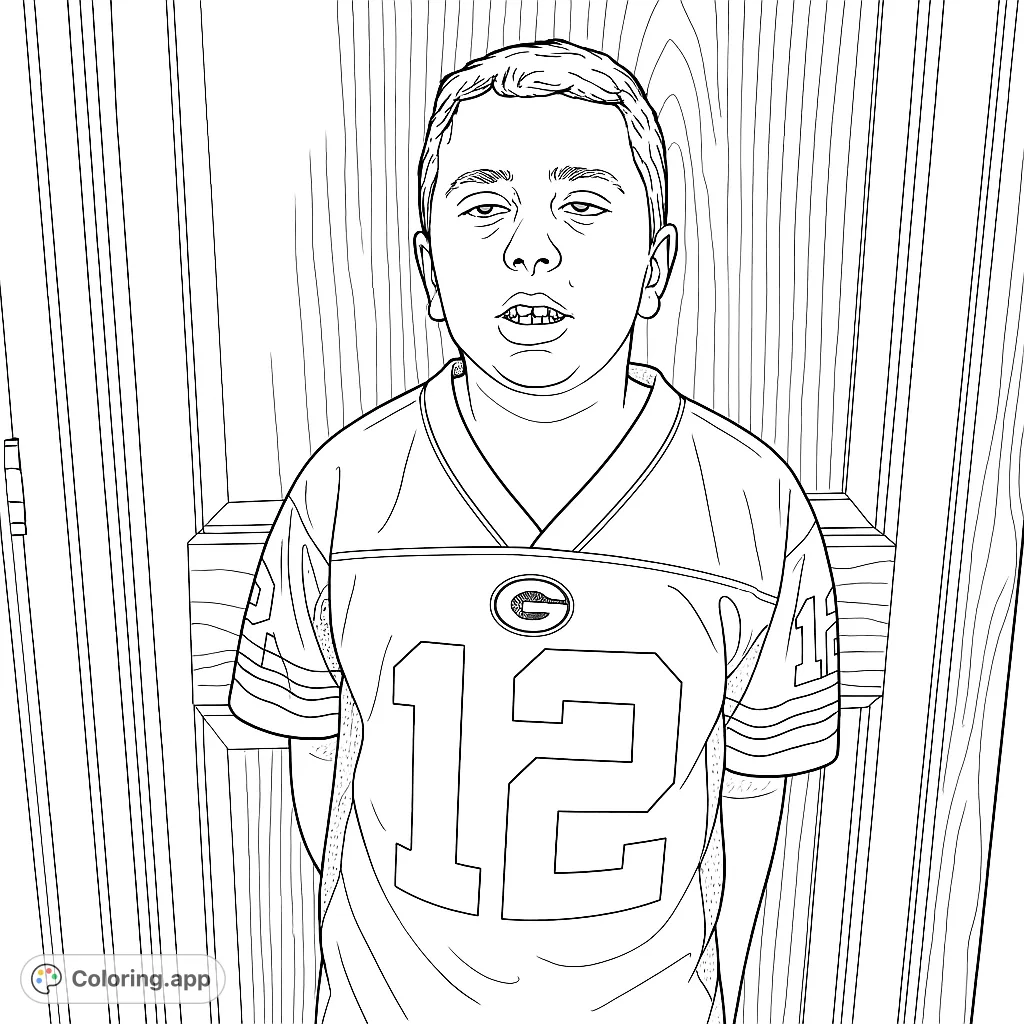 A fun sports jersey coloring page featuring a young fan with the number 12, perfect for showing team spirit and creative expression.