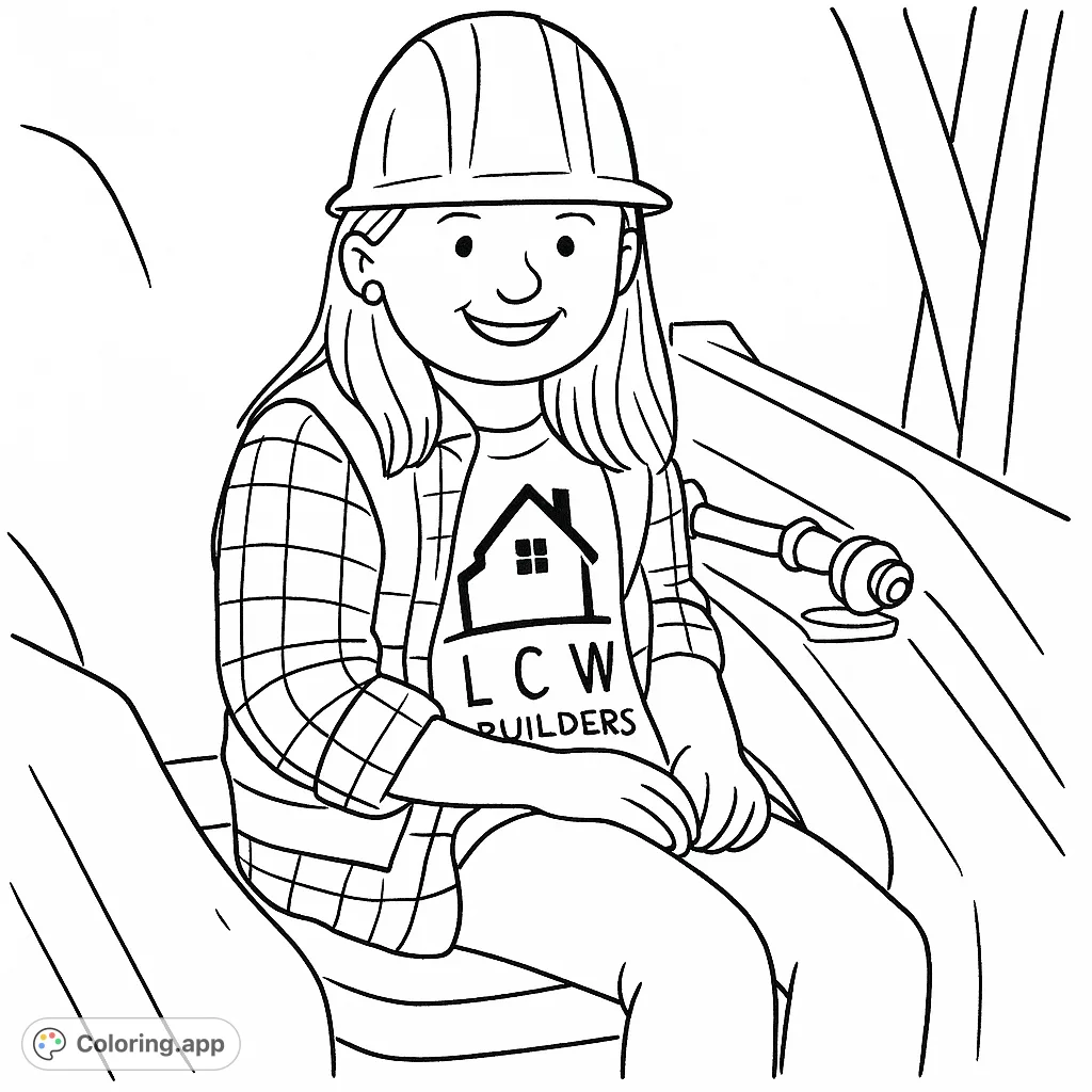 A cheerful young girl in a hard hat and safety vest, ready for construction adventures. Perfect for aspiring builders and imaginative play.