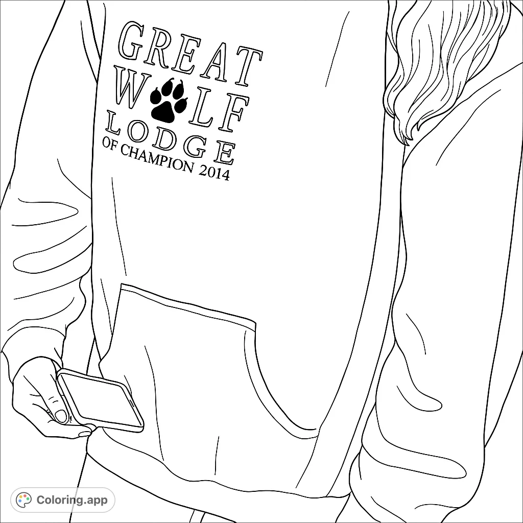 A person in a hooded sweatshirt, featuring a paw print design and text, holding a small electronic device. A casual and relatable scene.