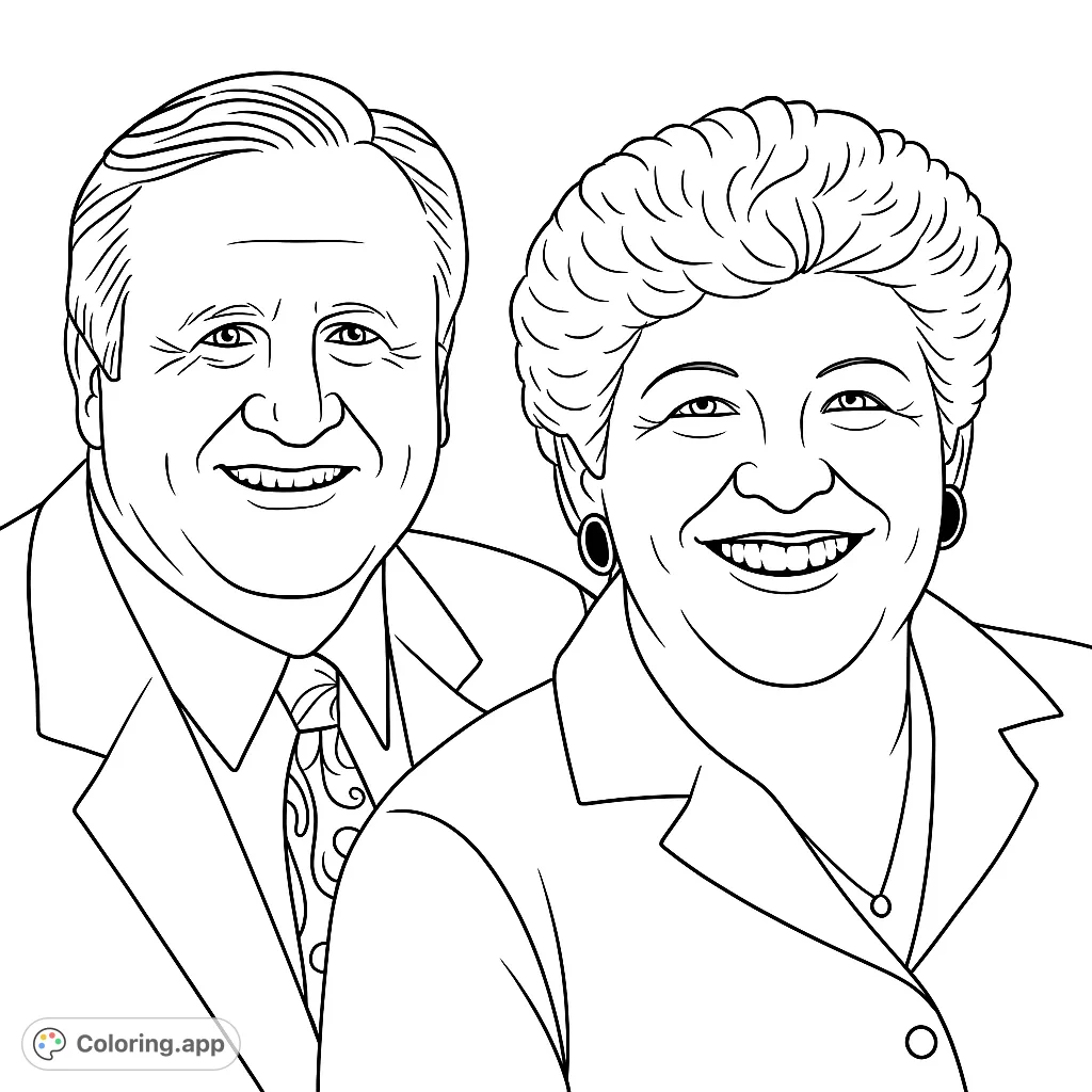 A heartwarming portrait of a smiling couple, perfect for personalizing with your favorite hues. Capture their joy and create a memorable artwork.