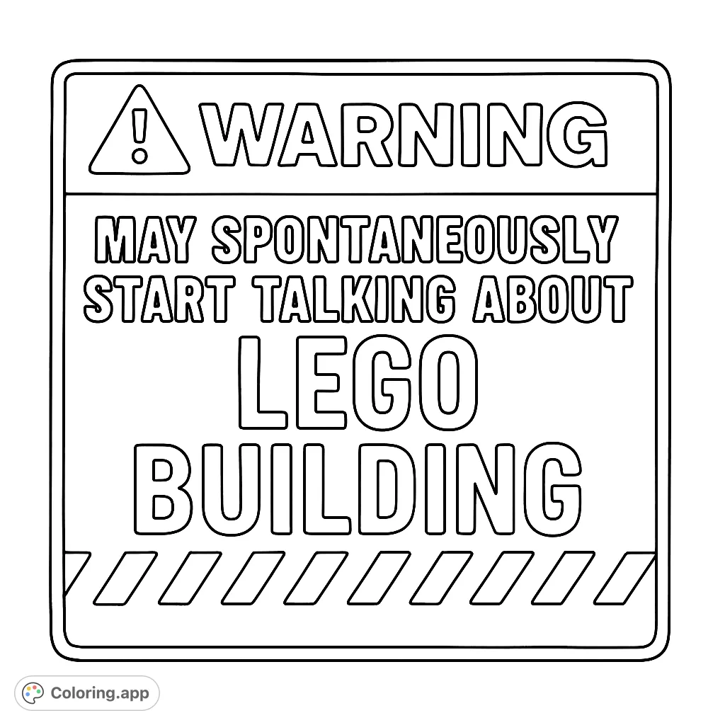 A fun, distressed warning sign about LEGO Building. Perfect for enthusiasts to personalize with their favorite brick-inspired hues.
