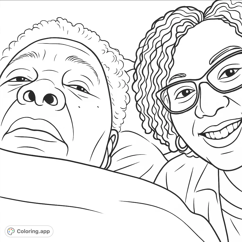 Capture a heartwarming moment between two individuals. This close-up portrait features an older person and a younger one, perfect for personalizing with your favorite shades.