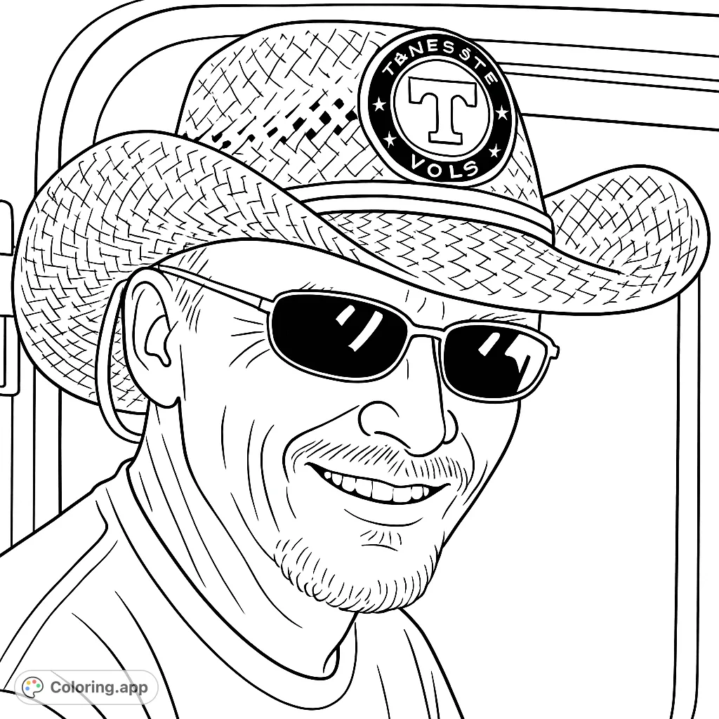 A friendly man in a straw cowboy hat and sunglasses, sporting a smile. Perfect for fans of casual portraits and unique headwear.