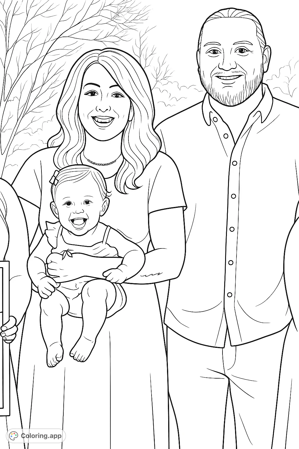 A heartwarming family portrait featuring a smiling woman holding a happy baby, alongside a cheerful man. Perfect for celebrating family bonds and love.