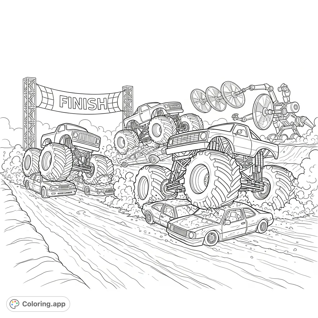 Monster Truck Race Mayhem - Coloring.app