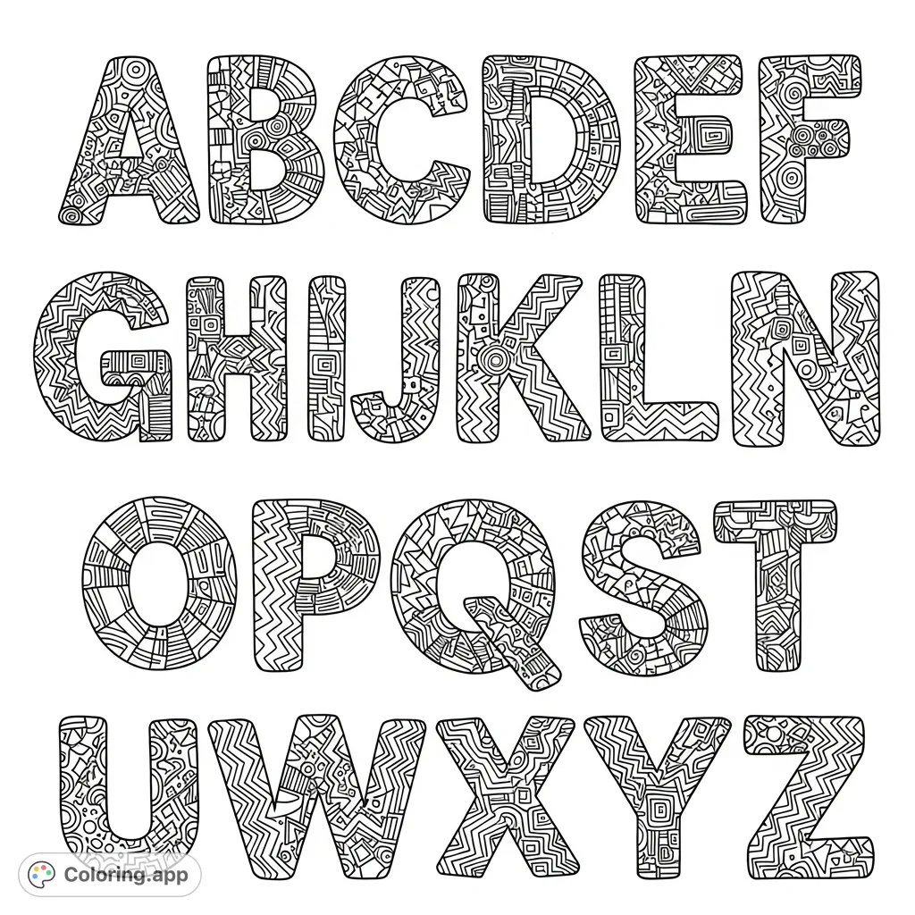 Abc Colo Crosshatched Koala's alphabet Coloring Pages - Coloring.app