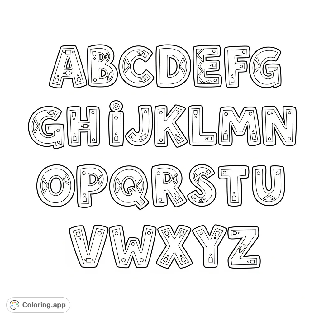 Letter Color Whimsical Alphabet Letters - Coloring.app
