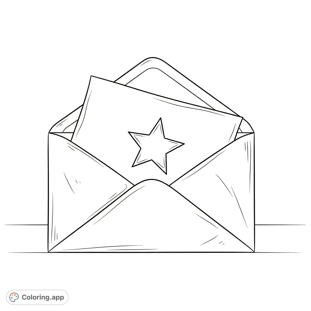 Discover a mysterious envelope with an open flap, revealing a letter featuring a prominent star. A captivating image for a special message or wish, ready for your creative touch.