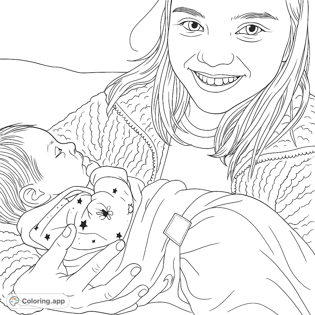 A heartwarming scene of an older child gently holding a baby, sharing a sweet moment. Perfect for celebrating family bonds and new arrivals.