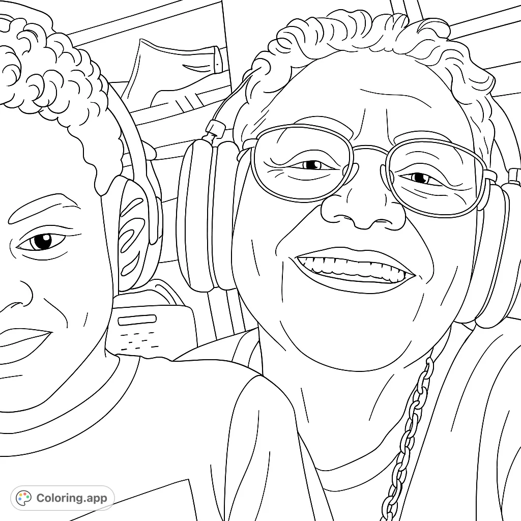 Capture a heartwarming moment of an adult and child sharing joy, both wearing headphones. A delightful family scene perfect for creative expression.