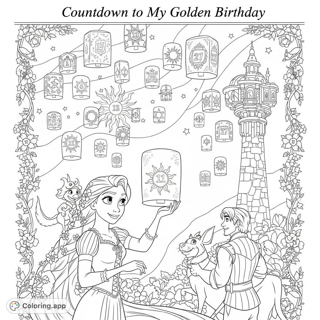 Countdown Colour In Countdown to My Golden Birthday - Coloring.app