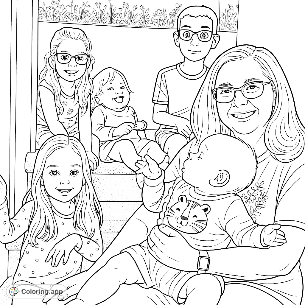 Joyful Family Staircase Portrait Coloring app joyful-family-staircase-portrait-coloring-app