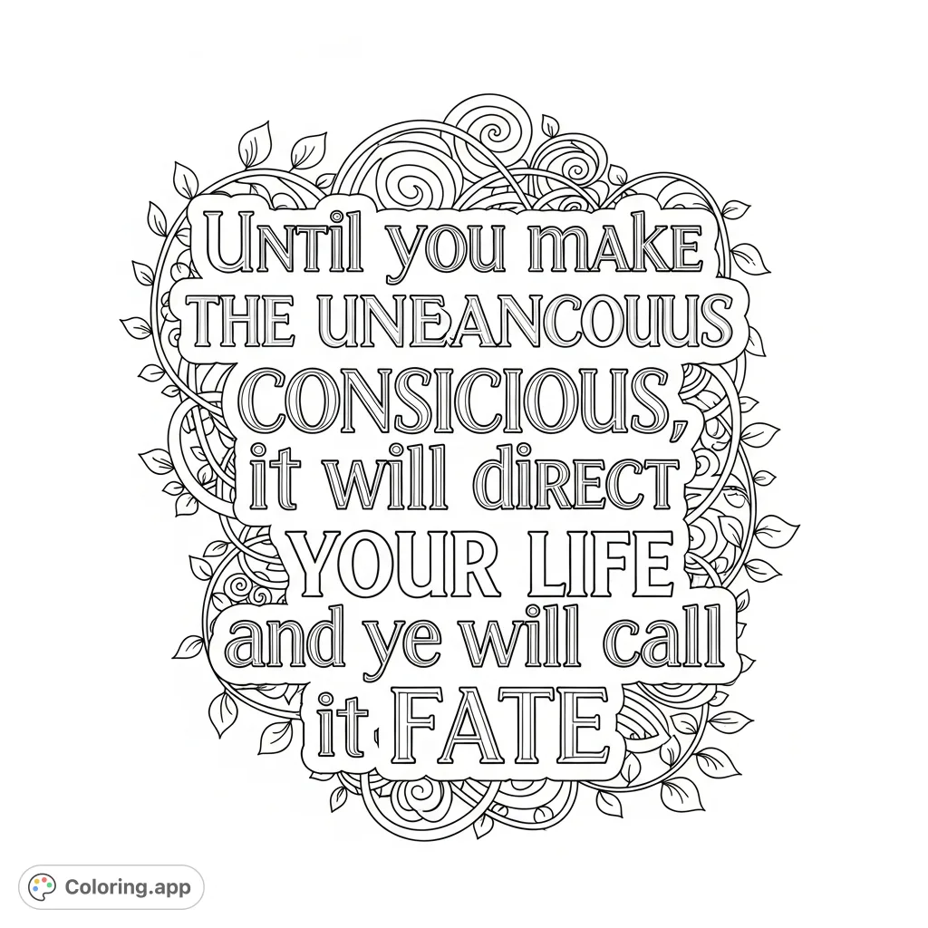 Engage with profound wisdom on this motivational quote coloring page. Featuring elegant typography and intricate patterns, perfect for mindful reflection.