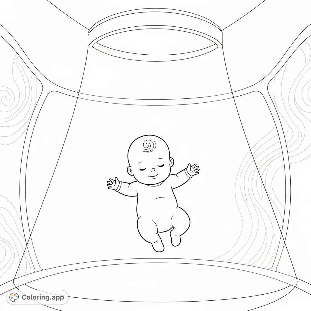 Baby Floating Coloring Smiling Baby Floating Womb Room - Coloring.app