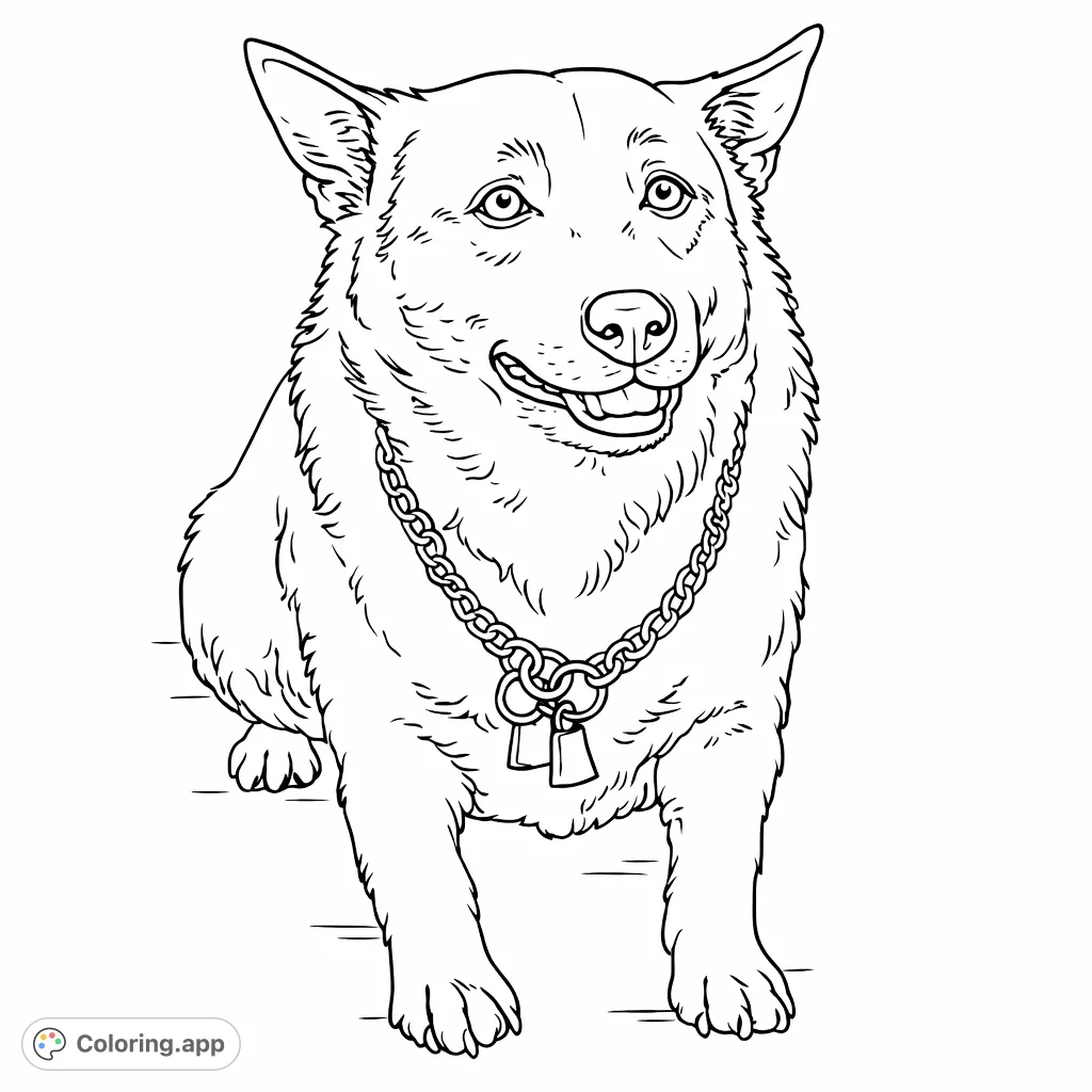 An adorable short-haired dog wearing a charming necklace, captured in a delightful portrait. This lovely canine friend awaits your artistic touch and creative colors.