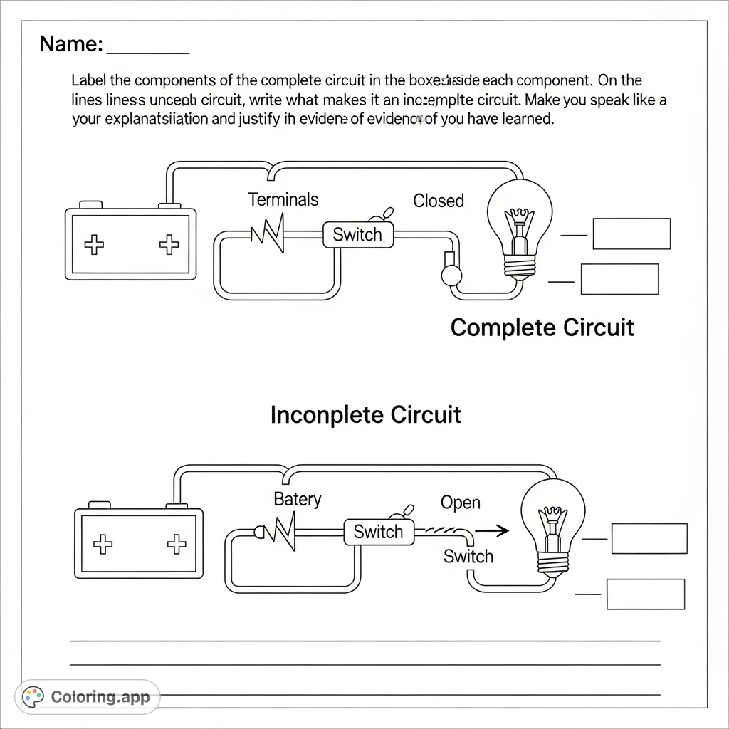 Coloring Sheets Incomplete Electricity Coloring Pages - Coloring.app