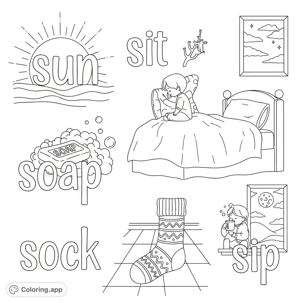 Bedtime Routine Word Play - Coloring.app