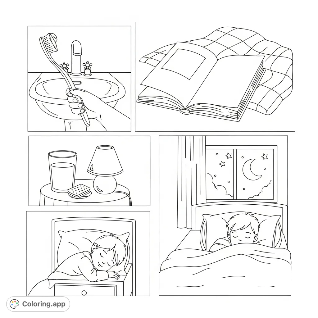 Cozy Bedtime Routine - Coloring.app