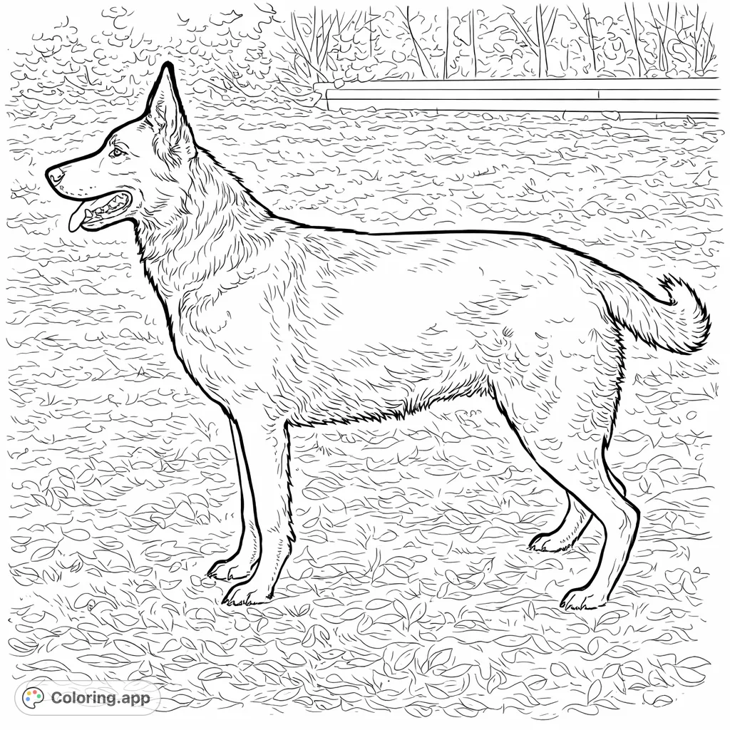 A striking canine standing in profile, with erect ears and an athletic build. Perfect for dog lovers to personalize with imaginative patterns and hues.