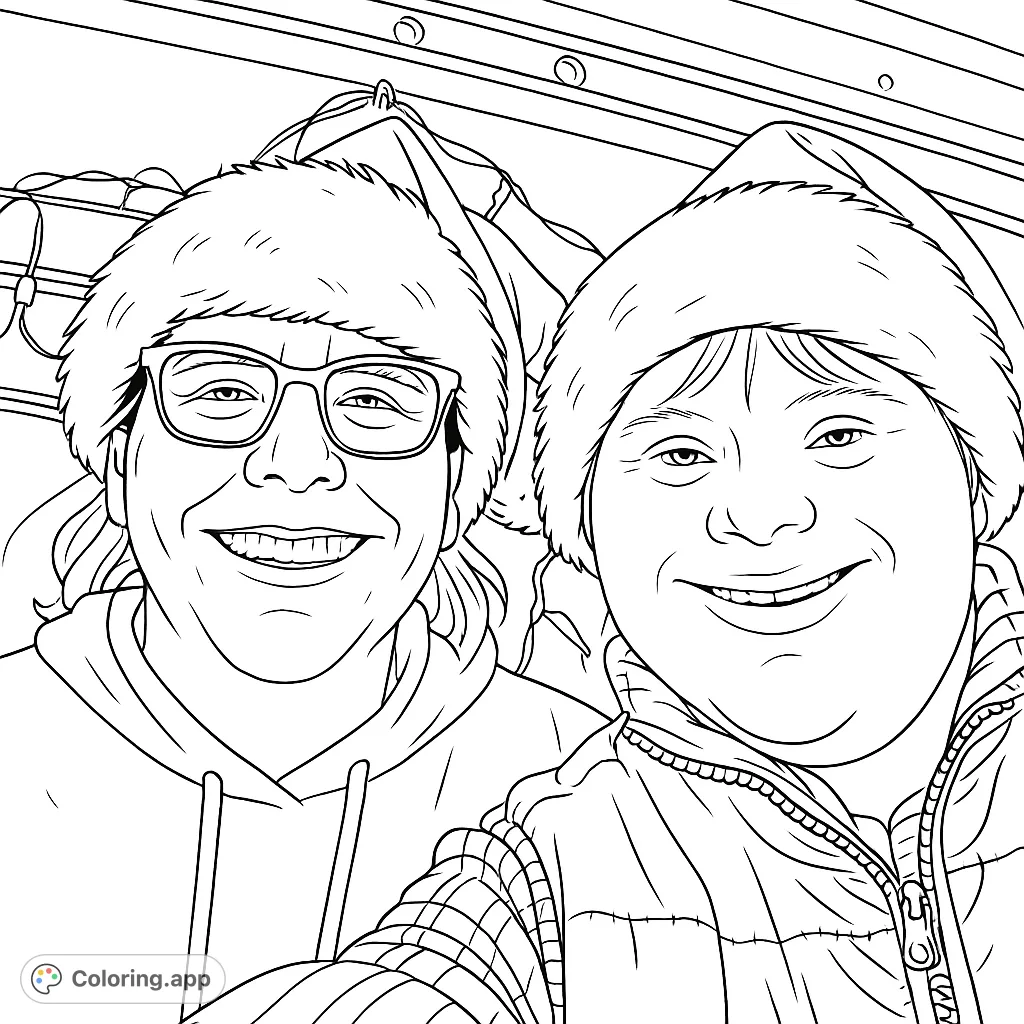 Capture the festive spirit with two smiling faces wearing holiday hats. A heartwarming scene perfect for celebrating special moments.