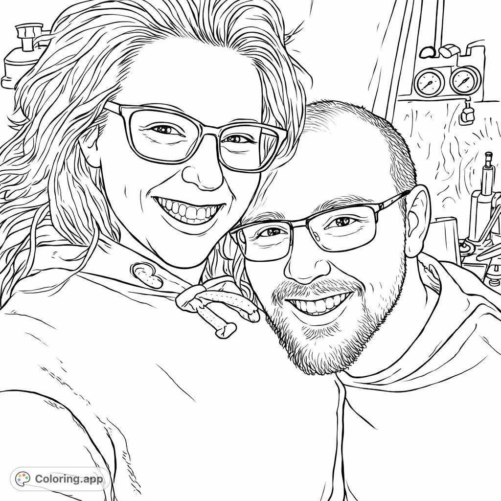 A heartwarming image of a smiling couple in a gentle embrace, perfect for a personalized coloring experience. Capture the warmth of connection.
