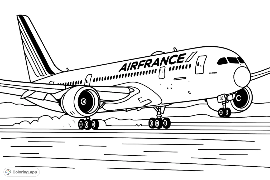 Experience the thrill of flight with this detailed airplane landing scene. A modern aircraft touches down on the runway, perfect for aviation enthusiasts.