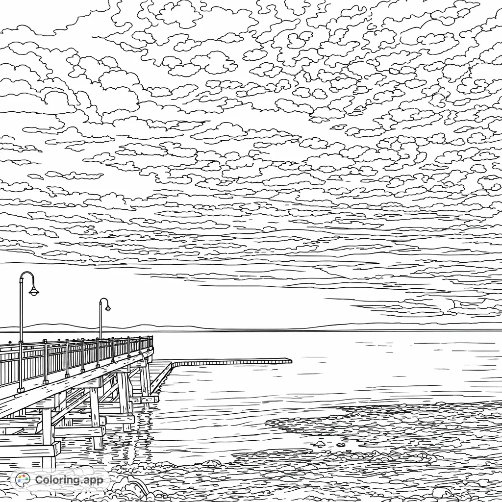 Pier Colouring In Cloudscape Coloring Pages - Coloring.app