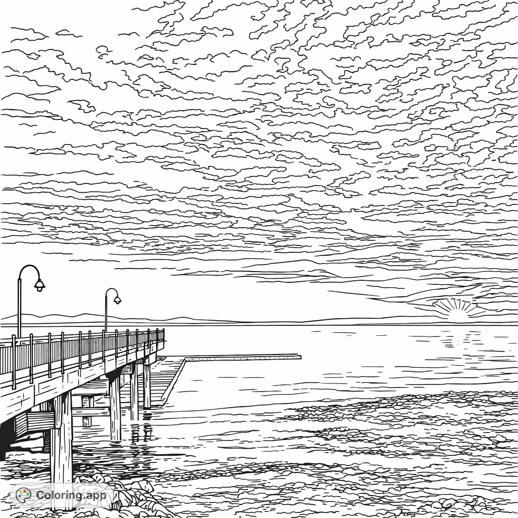 Pier Colouring In Sky Coloring Pages - Coloring.app