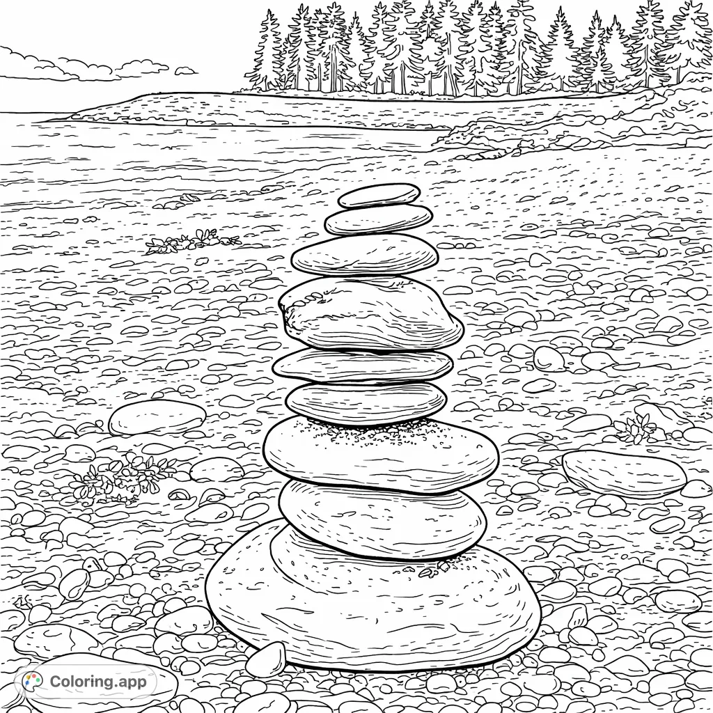 Stone Pattern Coloring Pages Cairn Coloring Pages - Coloring.app
