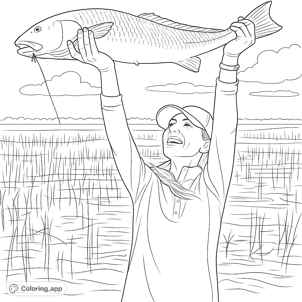 Catch Coloring Proud Angler's Big Catch - Coloring.app